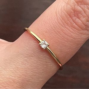 Dainty Thin Gold Crystal Ring